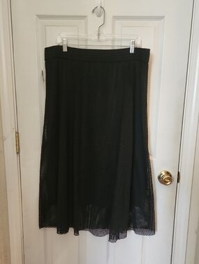Alfani Black A-Line Skirt With Mesh Overlay